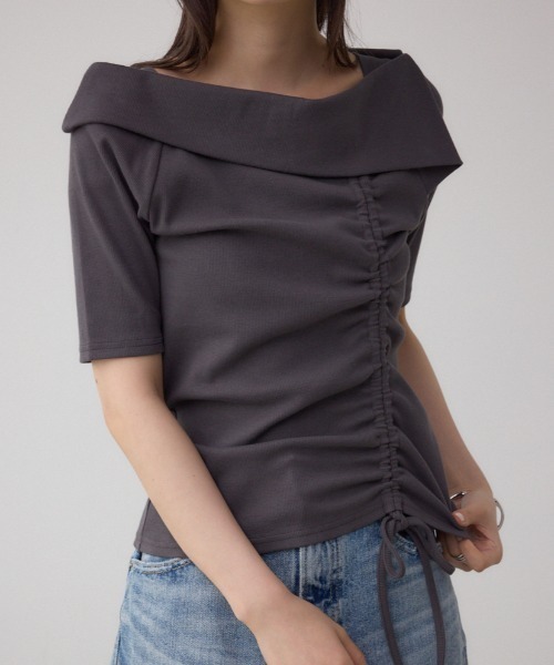 tシャツ ドロストカットトップス 夏服 半袖 レディース AZUL BY MOUSSY tシャツ スクエアネックドロストカットトップス