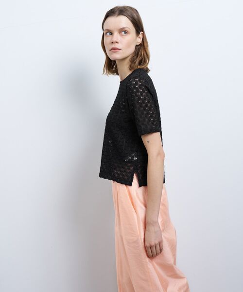 LANVIN en Bleu tシャツ 半袖 シアーレースカットソー レディース