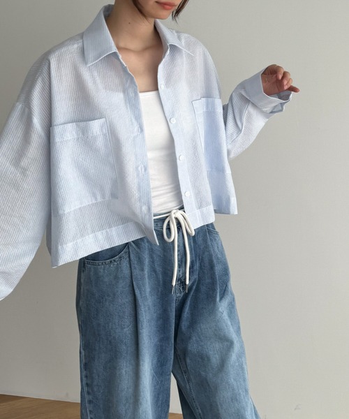 「CANAL JEAN」 長袖シャツ ONE SIZE サックスブルー レディース