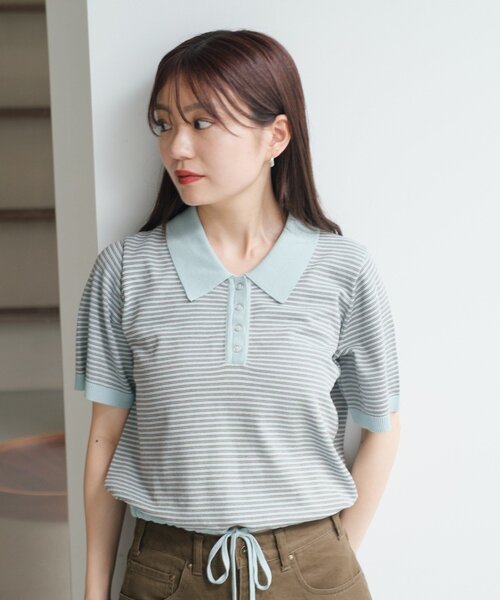 Kastane ポロシャツ ポロ ボーダーポロニット レディース : ZOZOTOWN