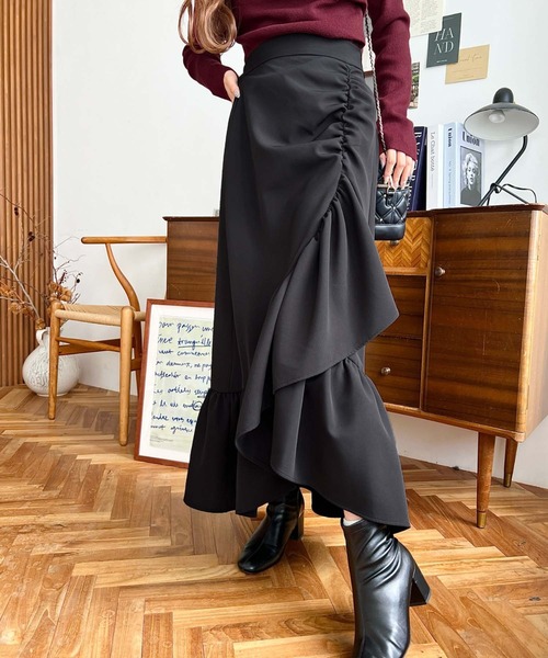 moment+ スカート アシンメトリーヘムギャザースカート : ZOZOTOWN moment+ スカート アシンメトリーヘムギャザースカート : ZOZOTOWN