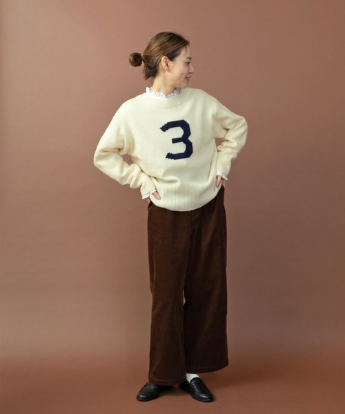 パーリッシィ　PAR ICI　ウール100 ハンドニット セーター　アイボリー パーリッシィ PAR ICI ウール100 ハンドニット セーター アイボリー