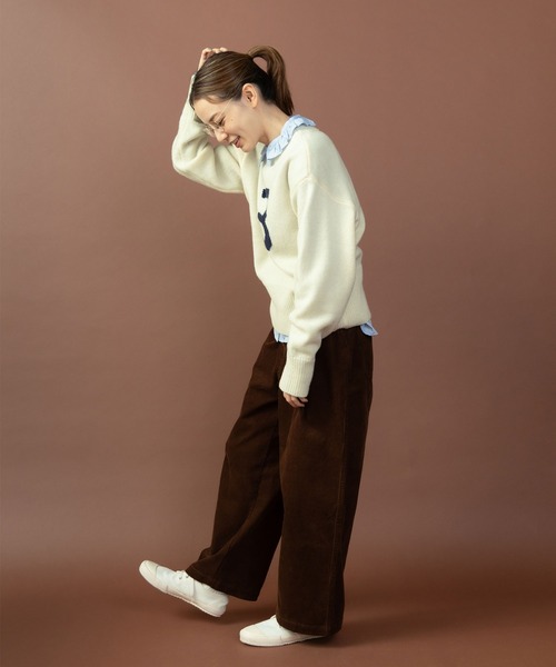 パーリッシィ　PAR ICI　ウール100 ハンドニット セーター　アイボリー パーリッシィ PAR ICI ウール100 ハンドニット セーター アイボリー