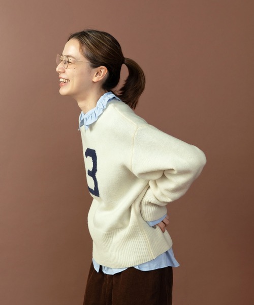 パーリッシィ　PAR ICI　ウール100 ハンドニット セーター　アイボリー パーリッシィ PAR ICI ウール100 ハンドニット セーター アイボリー