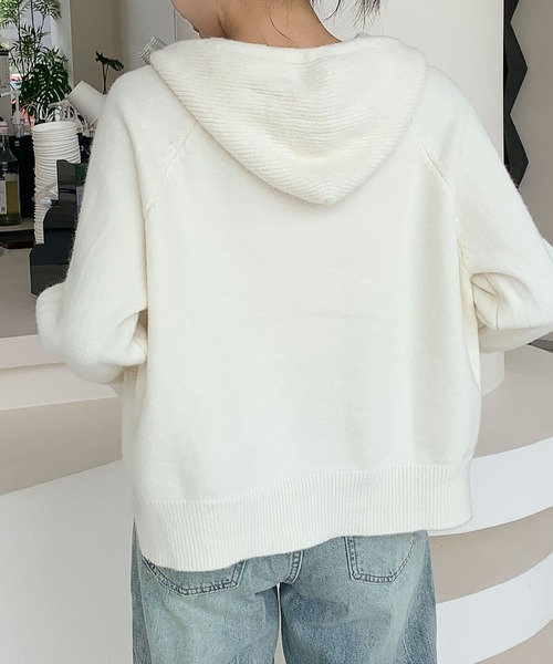 LOWO パーカー フーデッド ニットパーカー レディース : ZOZOTOWN