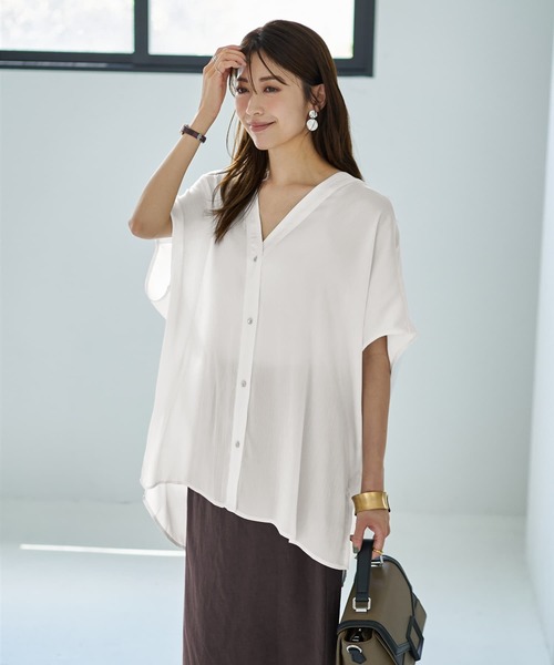 STYLE DELI（スタイルデリ） tシャツ 「LUXE」楊柳ゆったりVネック 