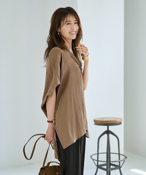 STYLE DELI（スタイルデリ） tシャツ 「LUXE」楊柳ゆったりVネック