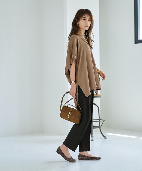 STYLE DELI（スタイルデリ） tシャツ 「LUXE」楊柳ゆったりVネック