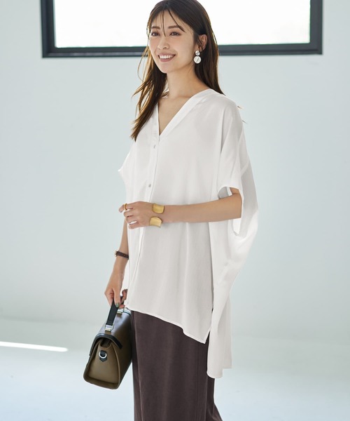STYLE DELI（スタイルデリ） tシャツ 「LUXE」楊柳ゆったりVネック