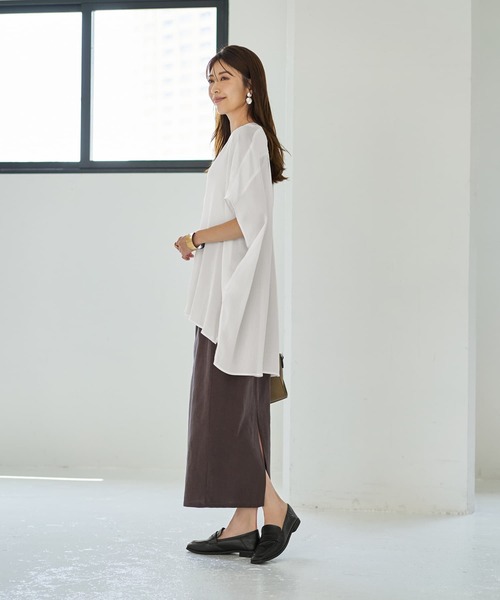 STYLE DELI（スタイルデリ） tシャツ 「LUXE」楊柳ゆったりVネック 
