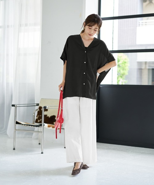 STYLE DELI（スタイルデリ） tシャツ 「LUXE」楊柳ゆったりVネック