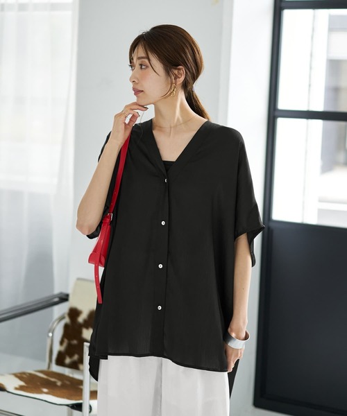 STYLE DELI（スタイルデリ） tシャツ 「LUXE」楊柳ゆったりVネック 