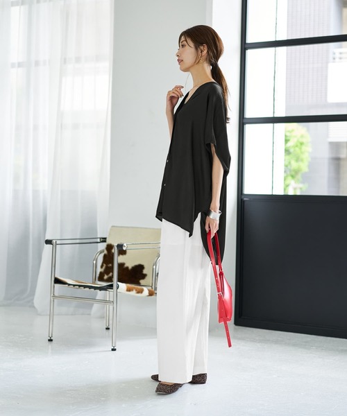 STYLE DELI（スタイルデリ） tシャツ 「LUXE」楊柳ゆったりVネック