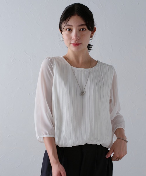 「RIRIYANO」 7分袖ブラウス LARGE オフホワイト レディース_画像4