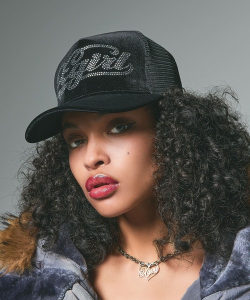 X-girl（エックスガール） キャップ 帽子 VELOUR TRUCKER CAP