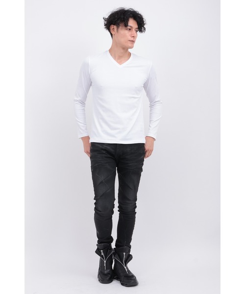 【ホワイト】TORNADO MART∴ツイストグリッドJQVネック TORNADO MART（トルネードマート） tシャツ ツイストグリッドJQVネック