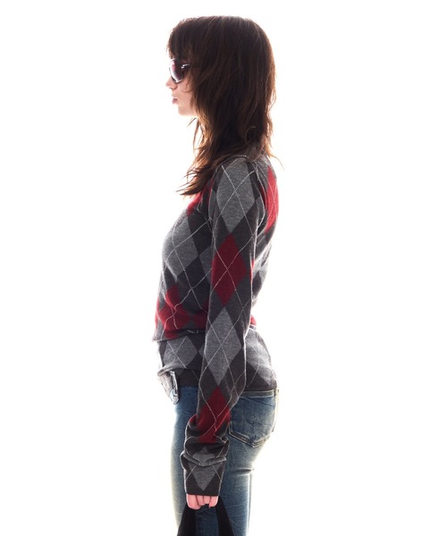 BEEDEN ニット セーター ARGYLE LOOSE KNIT TOPS レディース