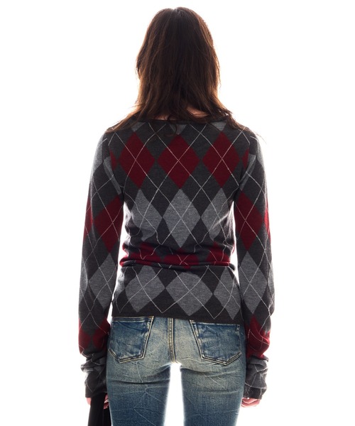BEEDEN ニット セーター ARGYLE LOOSE KNIT TOPS レディース
