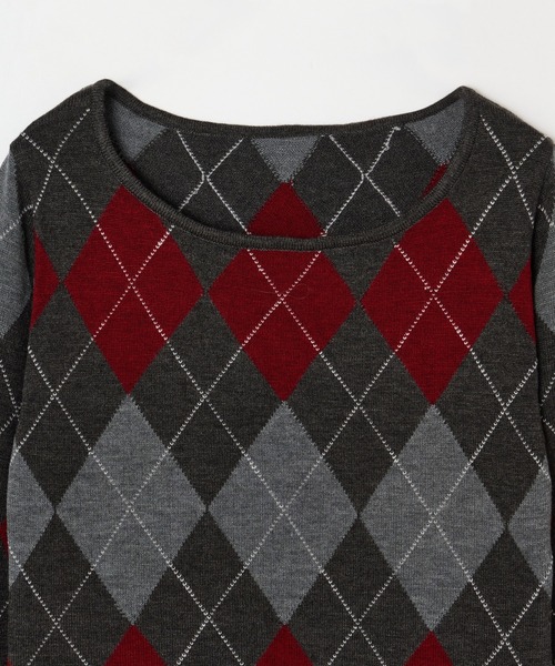 BEEDEN ニット セーター ARGYLE LOOSE KNIT TOPS レディース BEEDEN ニット セーター ARGYLE LOOSE KNIT TOPS レディース