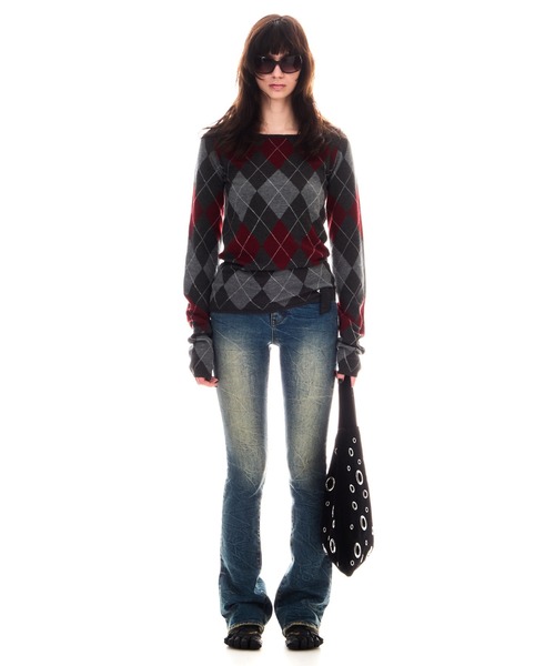 BEEDEN ニット セーター ARGYLE LOOSE KNIT TOPS レディース