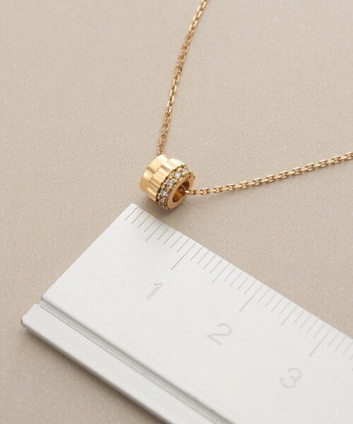 COCOSHNIK（ココシュニック） ネックレス K18ダイヤモンド 縦溝ビーズ