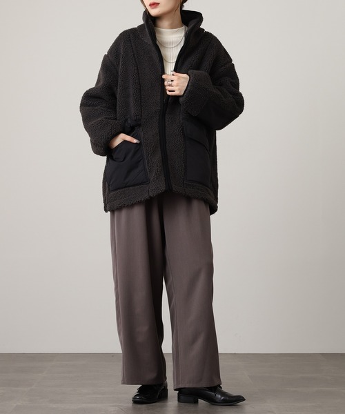 hunch（ハンチ） ブルゾン アウター ボア スタンドネックブルゾン