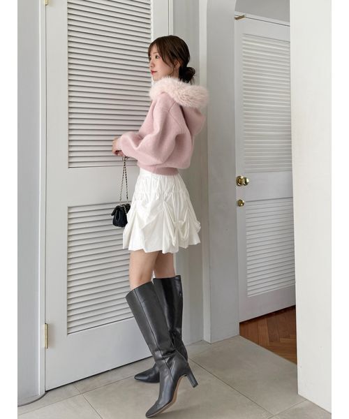 SNIDEL（スナイデル） パーカー Sustainableファー付きニットパーカー