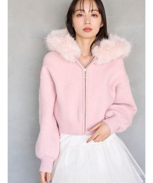 SNIDEL（スナイデル） パーカー Sustainableファー付きニットパーカー
