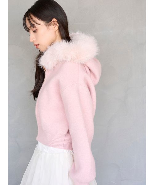 SNIDEL Sustainableファー付きニットパーカー Sustainableファー付きニットパーカー(ニット)｜トップス｜SNIDEL