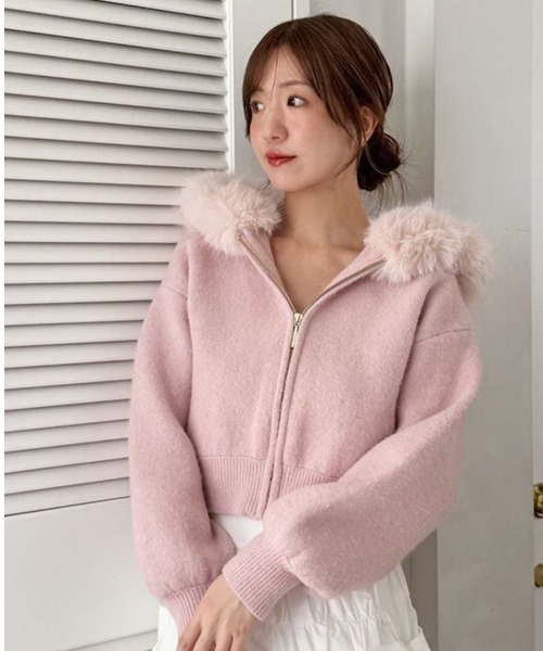 SNIDEL（スナイデル） パーカー Sustainableファー付きニットパーカー