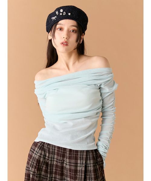 LILY BROWN（リリーブラウン） tシャツ フロッキーベロアドレープ