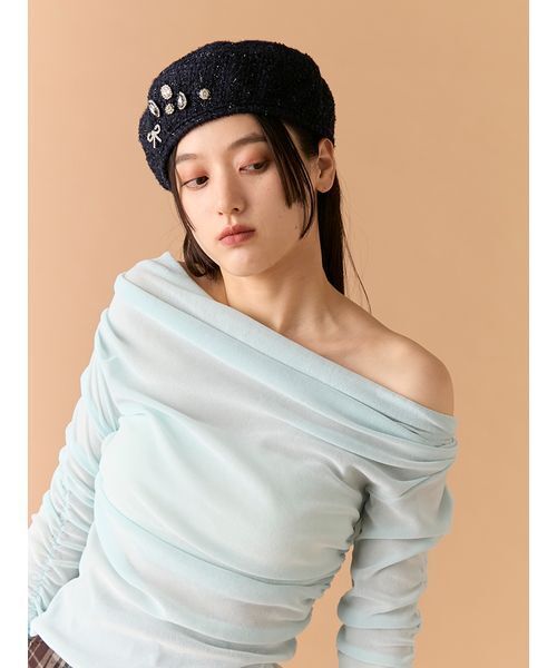 LILY BROWN（リリーブラウン） tシャツ フロッキーベロアドレープ