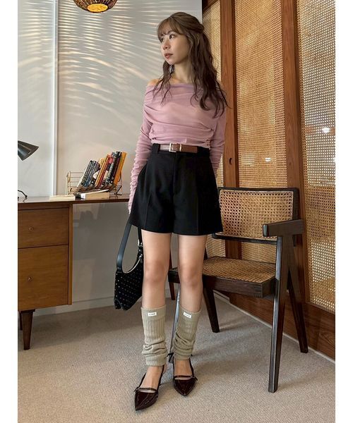 LILY BROWN（リリーブラウン） tシャツ フロッキーベロアドレープ