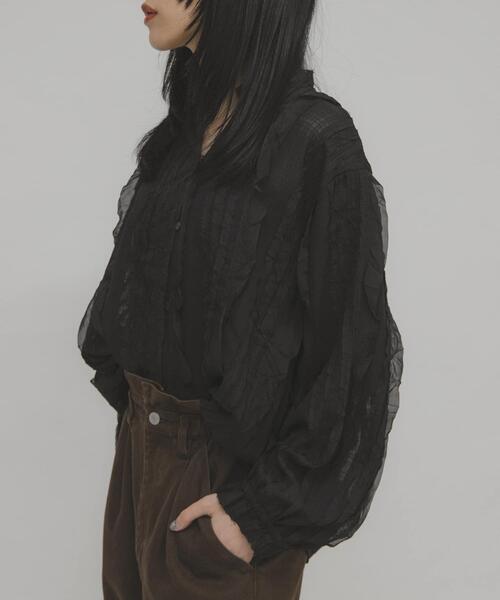 完売品【KBF】プチフリルブラウス★ブラック KBF（ケービーエフ） ブラウス シャツ プチフリルブラウス レディース