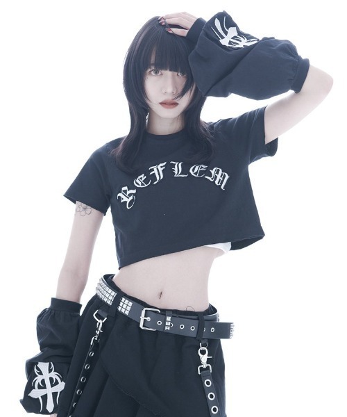 「REFLEM」 半袖Tシャツ FREE ブラック レディース_画像3