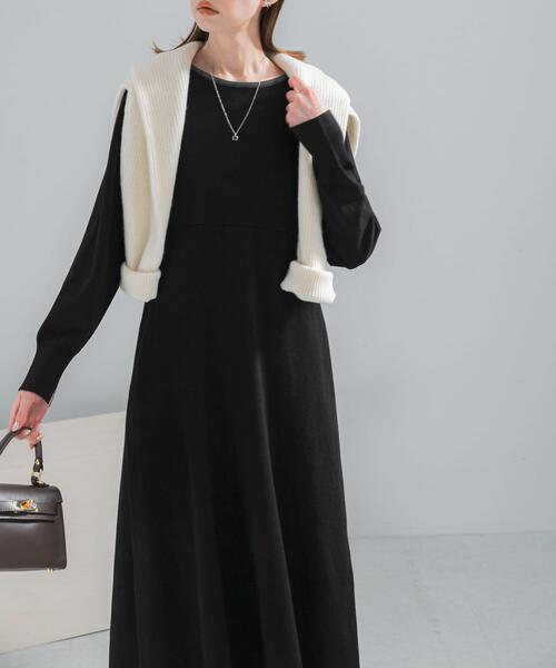 極美品✨ドゥロワー ウール100% Aラインシルエット　ニットフレアワンピース ワンピース ウォシャブルフレアシルエットニットワンピース : ZOZOTOWN