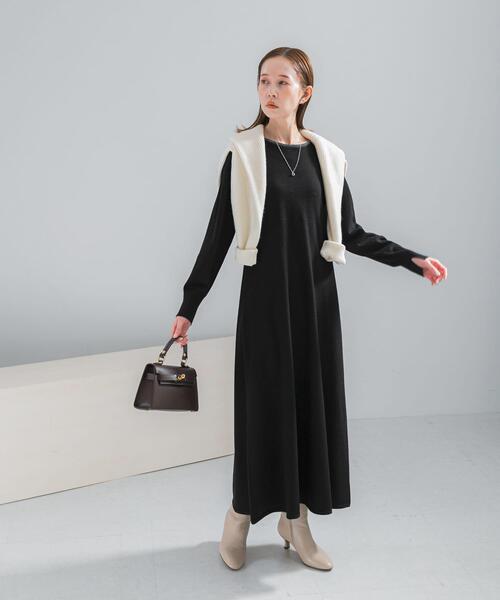 ワンピース ウォシャブルフレアシルエットニットワンピース : ZOZOTOWN