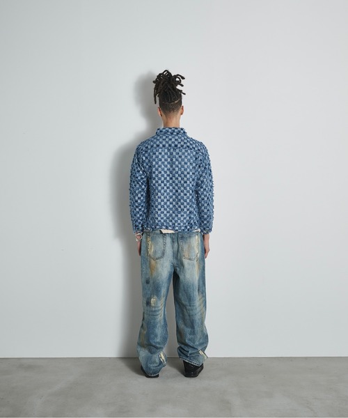 BLANK HOTEL デニムジャケット gジャン Checker Raw Edge Trucker