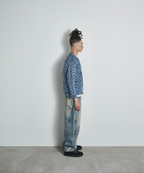 ベイクルーズ　BAYCREW'S デニムトラッカージャケット&バレルラインデニム BLANK HOTEL デニムジャケット gジャン Checker Raw Edge Trucker