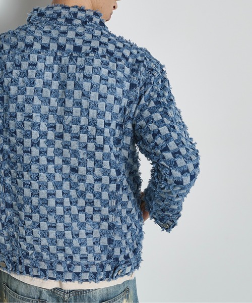 BLANK HOTEL デニムジャケット gジャン Checker Raw Edge Trucker