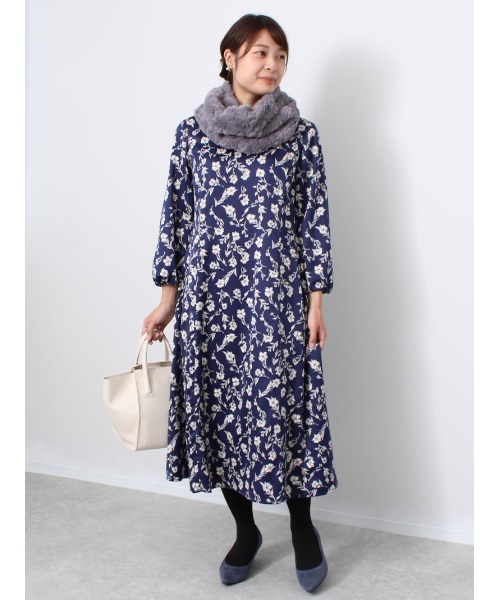 「fleur by mint breeze」 長袖ワンピース M ネイビー レディース_画像3