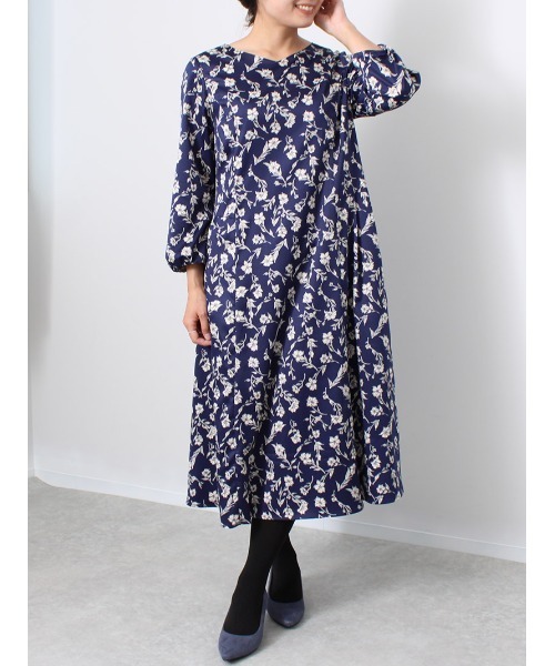 「fleur by mint breeze」 長袖ワンピース M ネイビー レディース_画像4