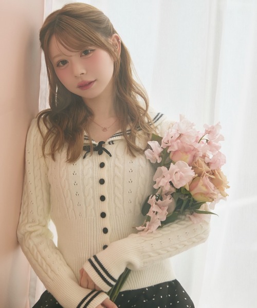 テティアンドコー カーディガン TITTY＆CO.（ティティーアンドコー） カーディガン セーラーライン