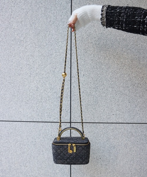 ALLuRing ChaRm ハンドバッグ Rhinestone Denim Quilted Vanity Bag