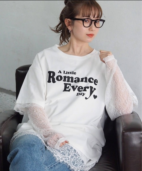 tiptop（ティップトップ） tシャツ レースレイヤードロゴロンT