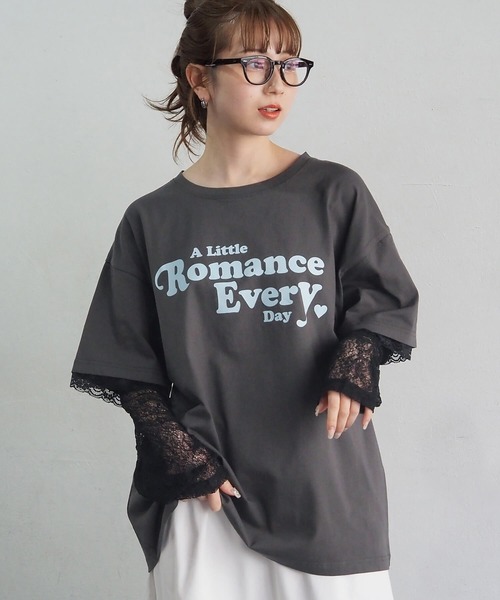 tiptop（ティップトップ） tシャツ レースレイヤードロゴロンT