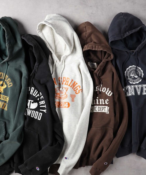 「Champion」 プルオーバーパーカー X-LARGE ブラウン メンズ_画像3