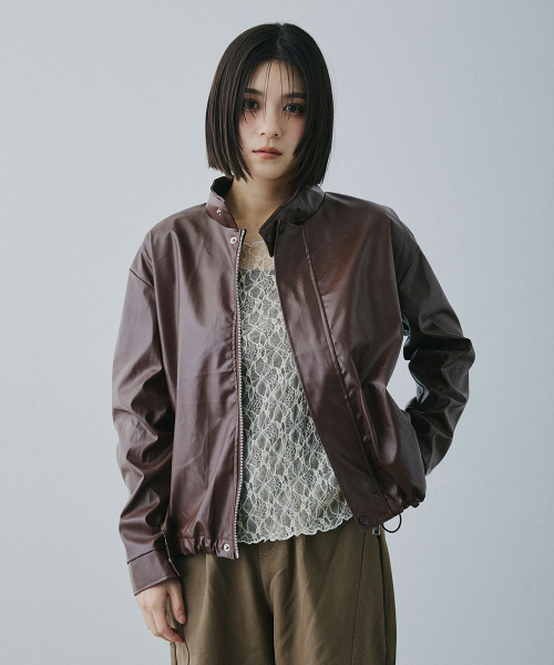 Mirette レザージャケット ライダース スタンドカラー ドロー
