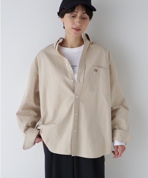 「human woman」 長袖シャツ「PARROTT CANVASコラボ」 MEDIUM ブルー レディースの画像