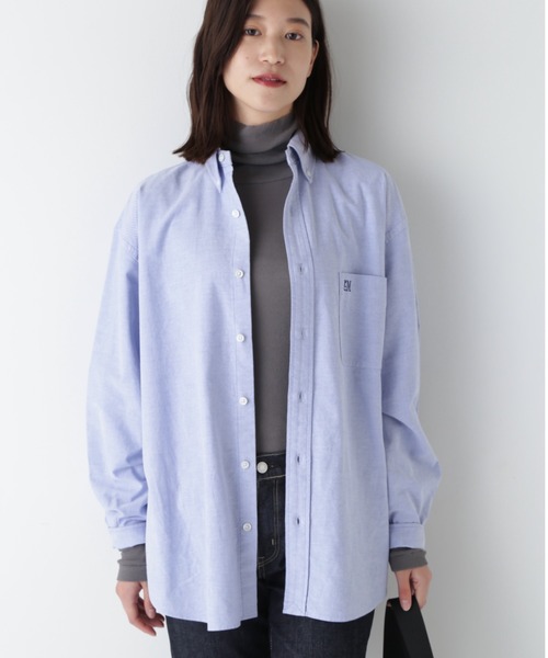 「human woman」 長袖シャツ「PARROTT CANVASコラボ」 MEDIUM ブルー レディースの画像